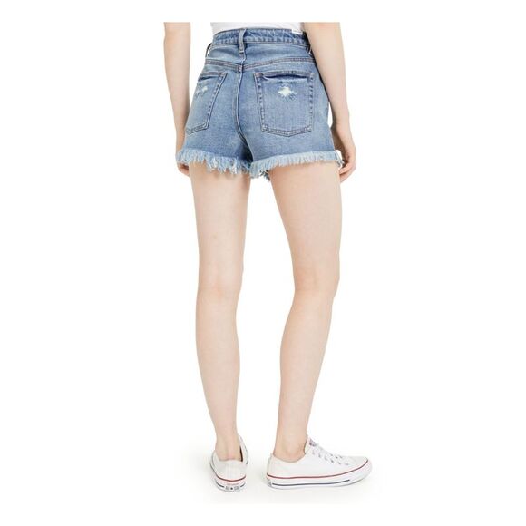ALMOST FAMOUS Womens Blue Frayed Pocketed Shorts 0 - Picture 2 of 2